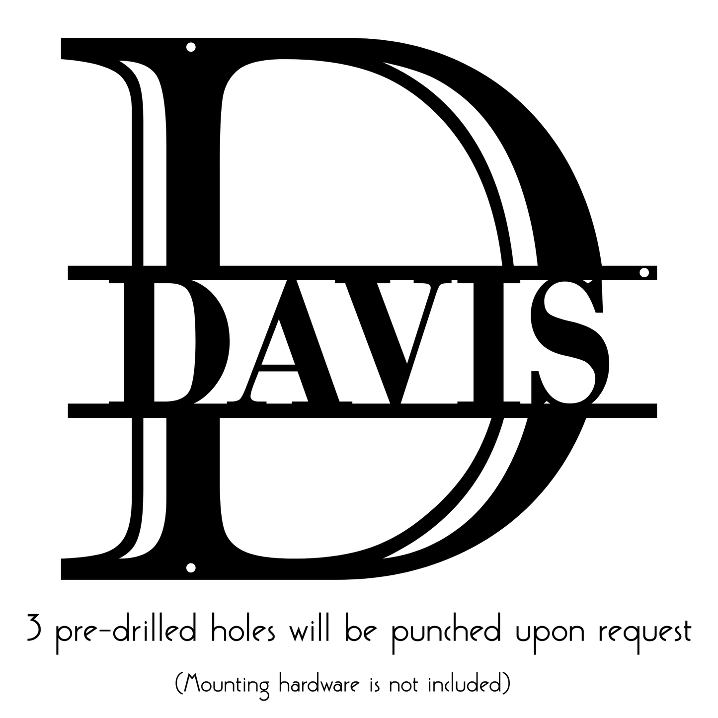 Classic Serif Metal Monogram with Family Name