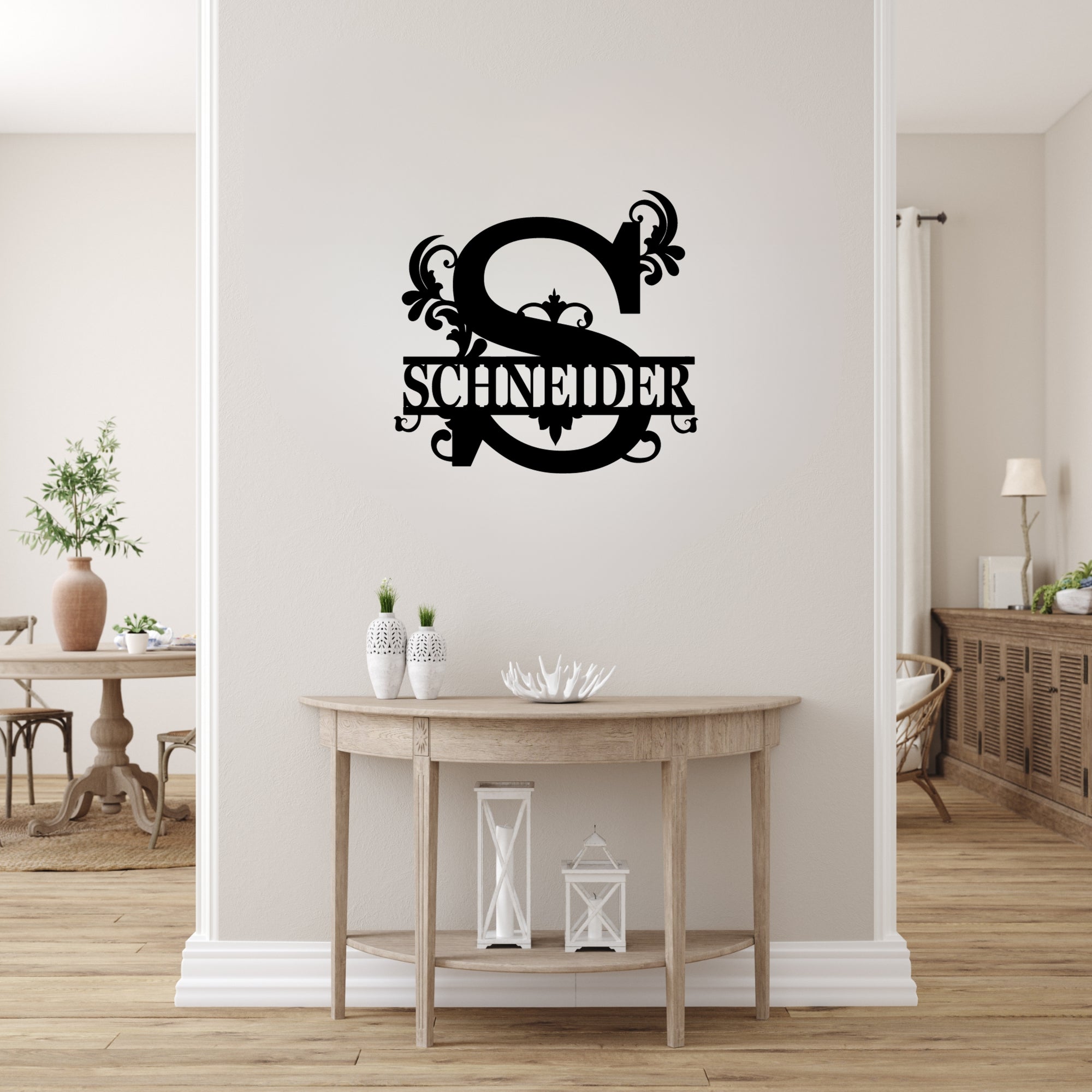 Custom Initial Metal Wall Art with Scroll Design – Bosfori