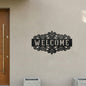 Decorative Welcome Metal Wall Art with Scrollwork Frame