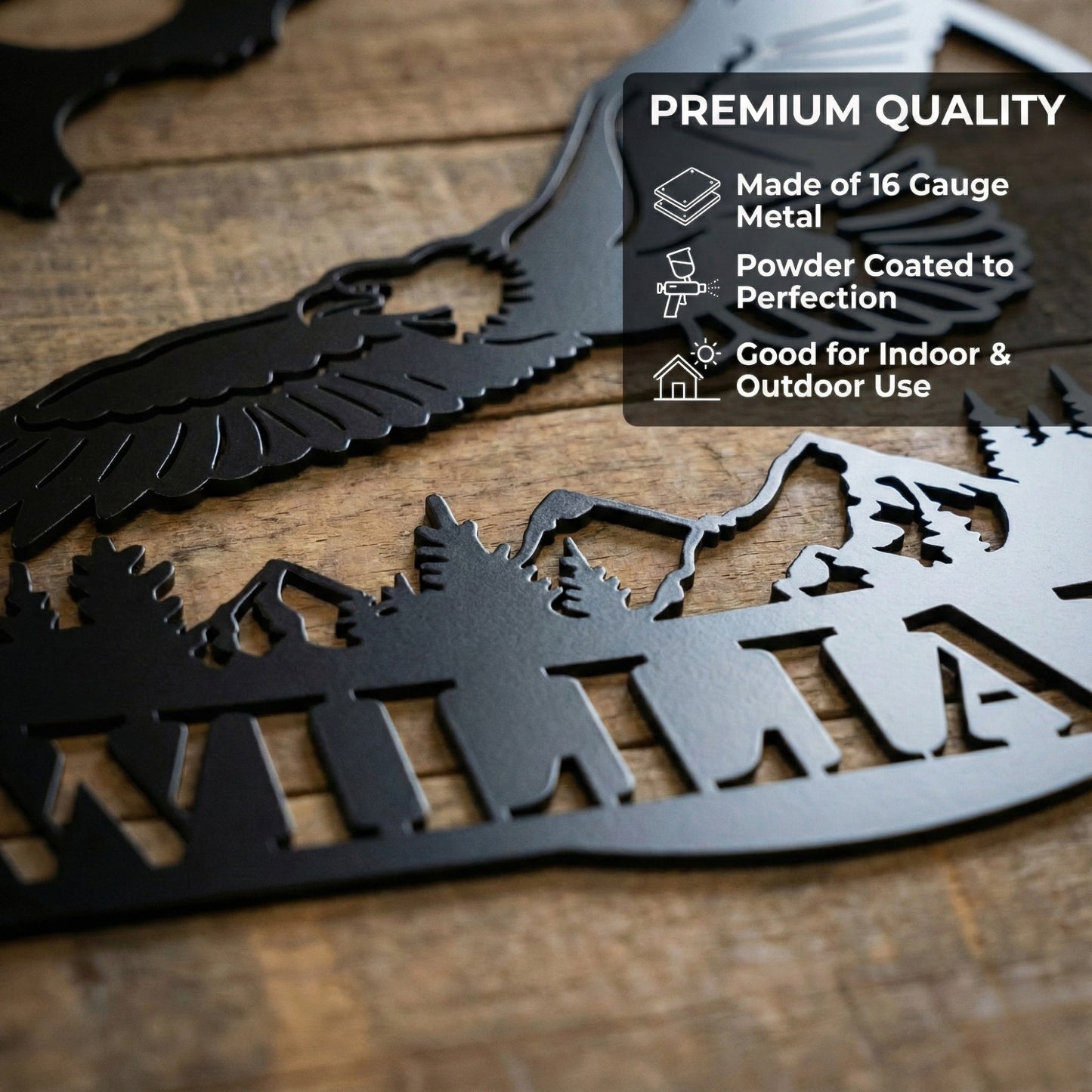 Custom Eagle Metal Name Sign - Mountain Wildlife Wall Art