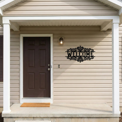 Ornamental Welcome Metal Wall Art Sign