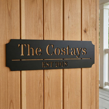 Custom Family Name Metal Sign - Straight Plaque Established Year