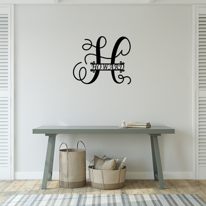 Personalized Monogram Metal Sign Calligraphy