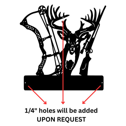 Custom Hunting Metal Sign - Deer, Bow & Rifle Wall Art