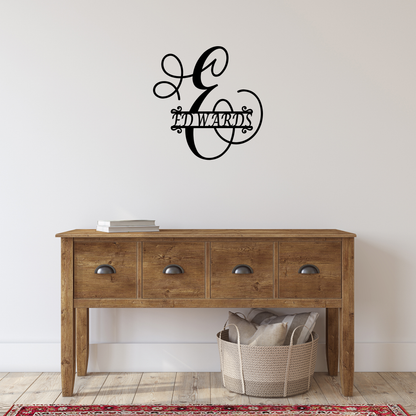 Personalized Monogram Metal Sign Calligraphy