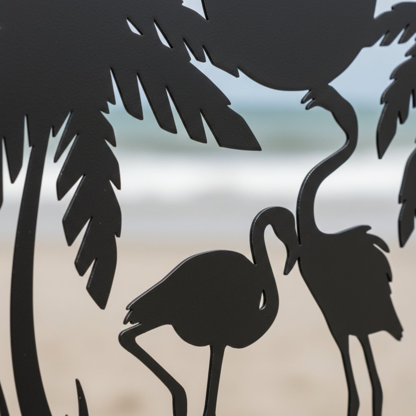 Tropical Flamingo Sunset Metal Wall Art