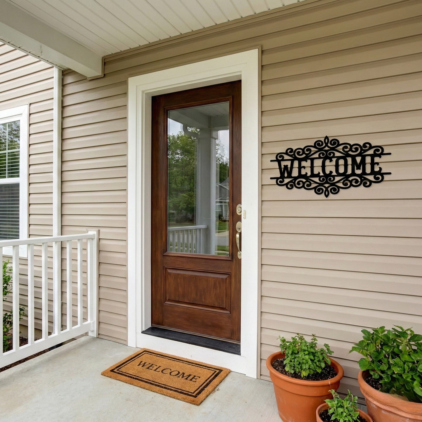Ornamental Welcome Metal Wall Art Sign