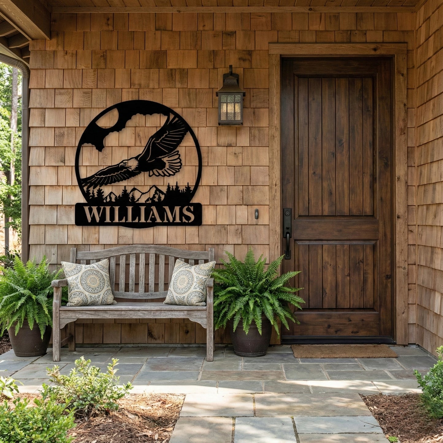 Custom Eagle Metal Name Sign - Mountain Wildlife Wall Art