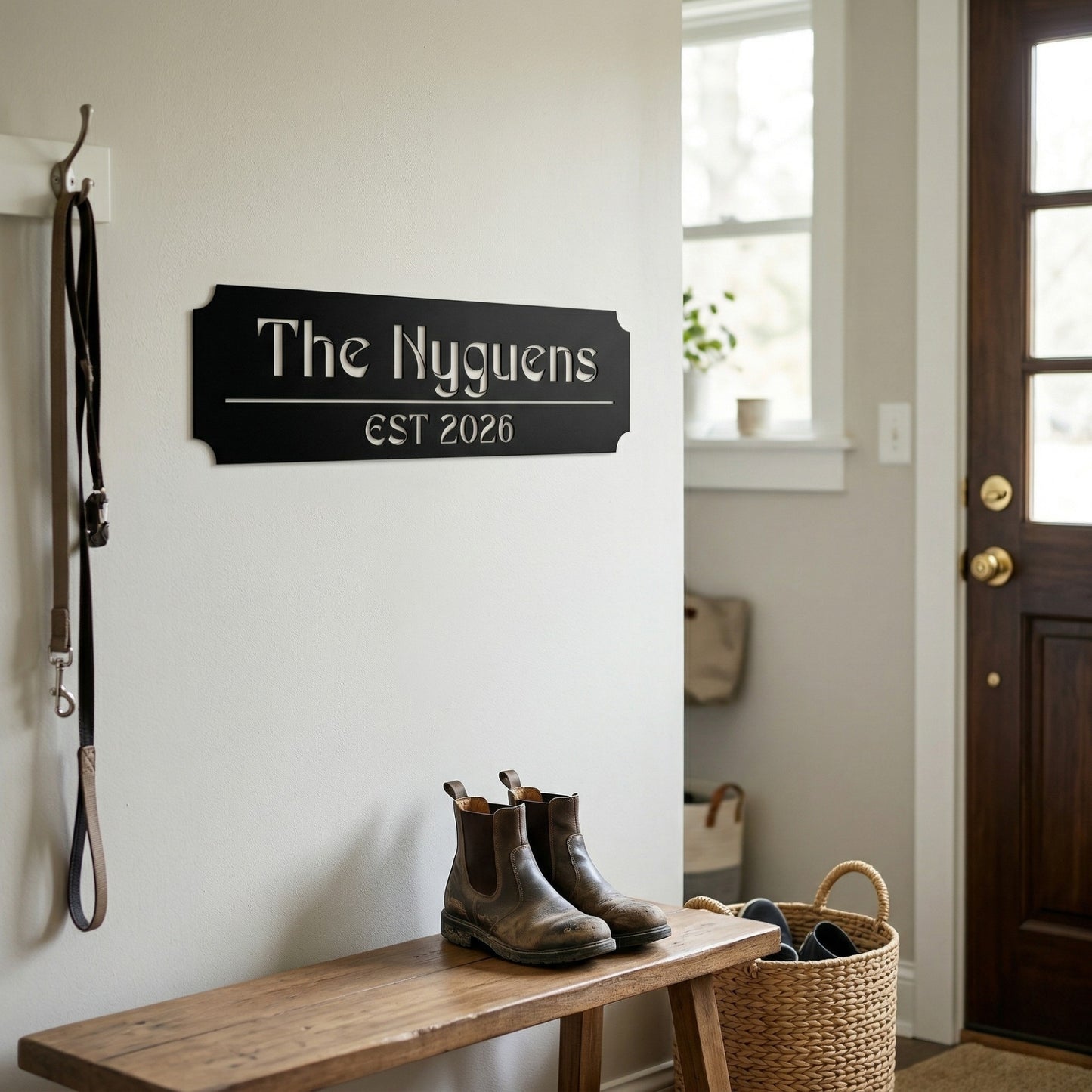 Custom Family Name Metal Sign - Stylized Serif with Established Date