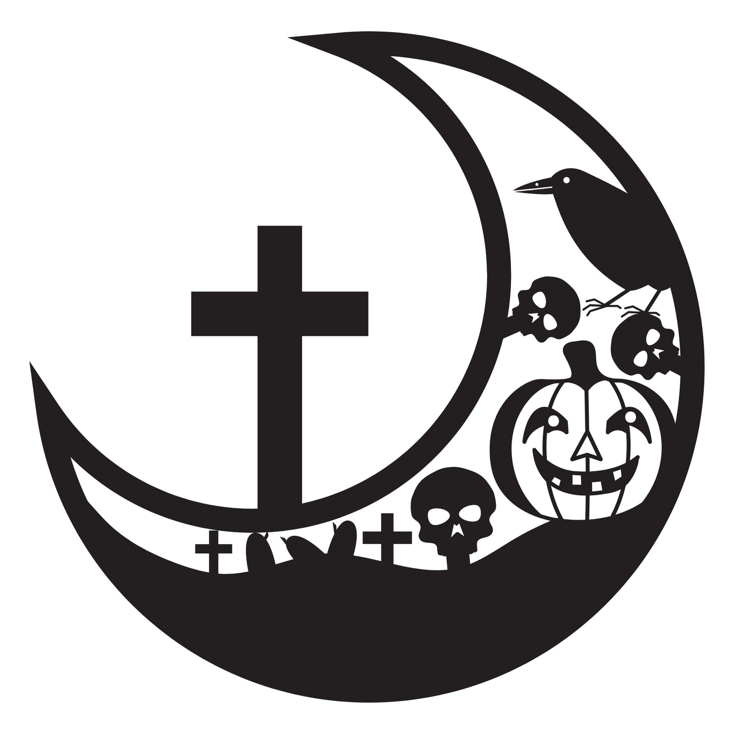 Halloween Cemetery Cross Metal Wall Art