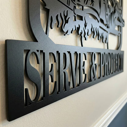 Firefighter Metal Wall Art with Custom Text