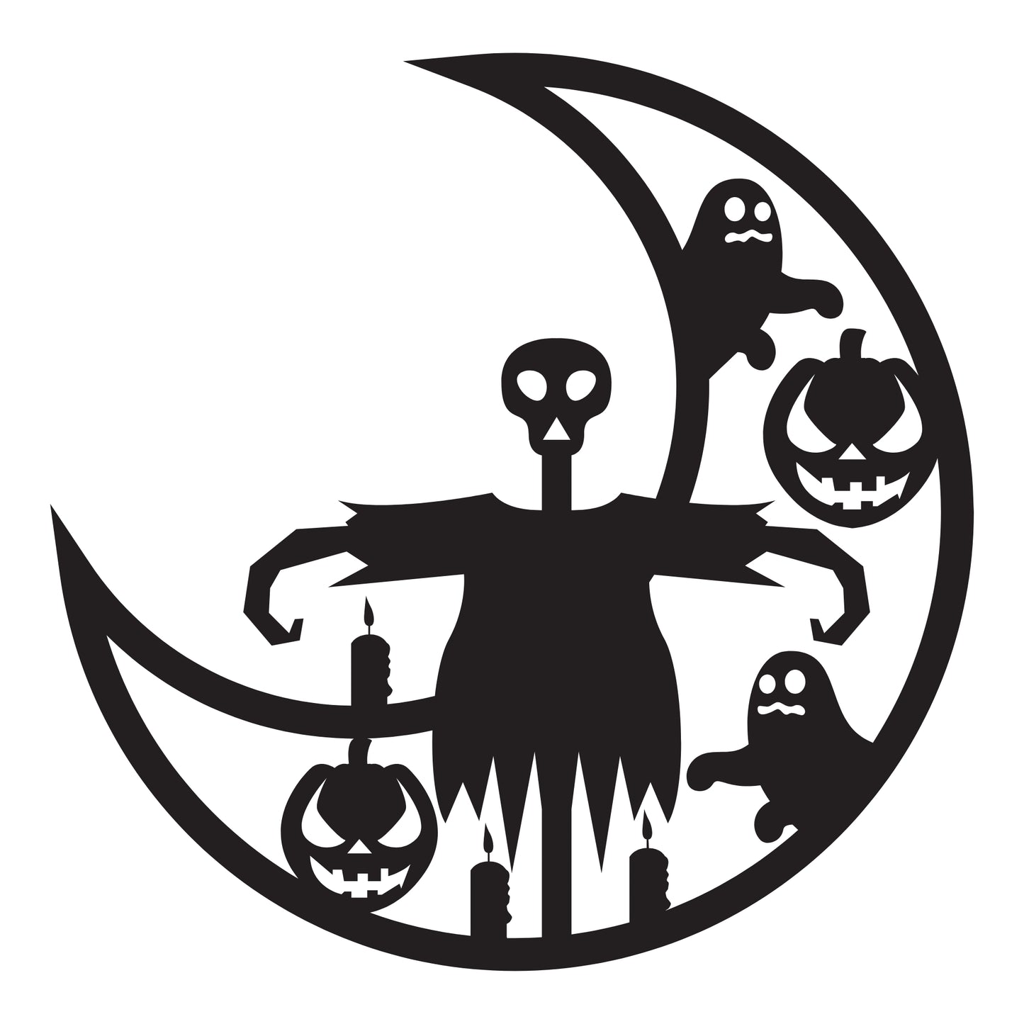 Halloween Moon Scarecrow Metal Wall Art