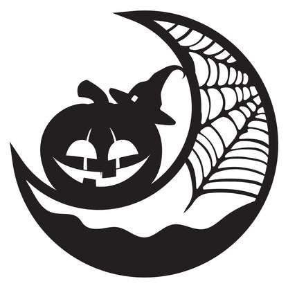 Halloween Pumpkin Witch Metal Wall Art