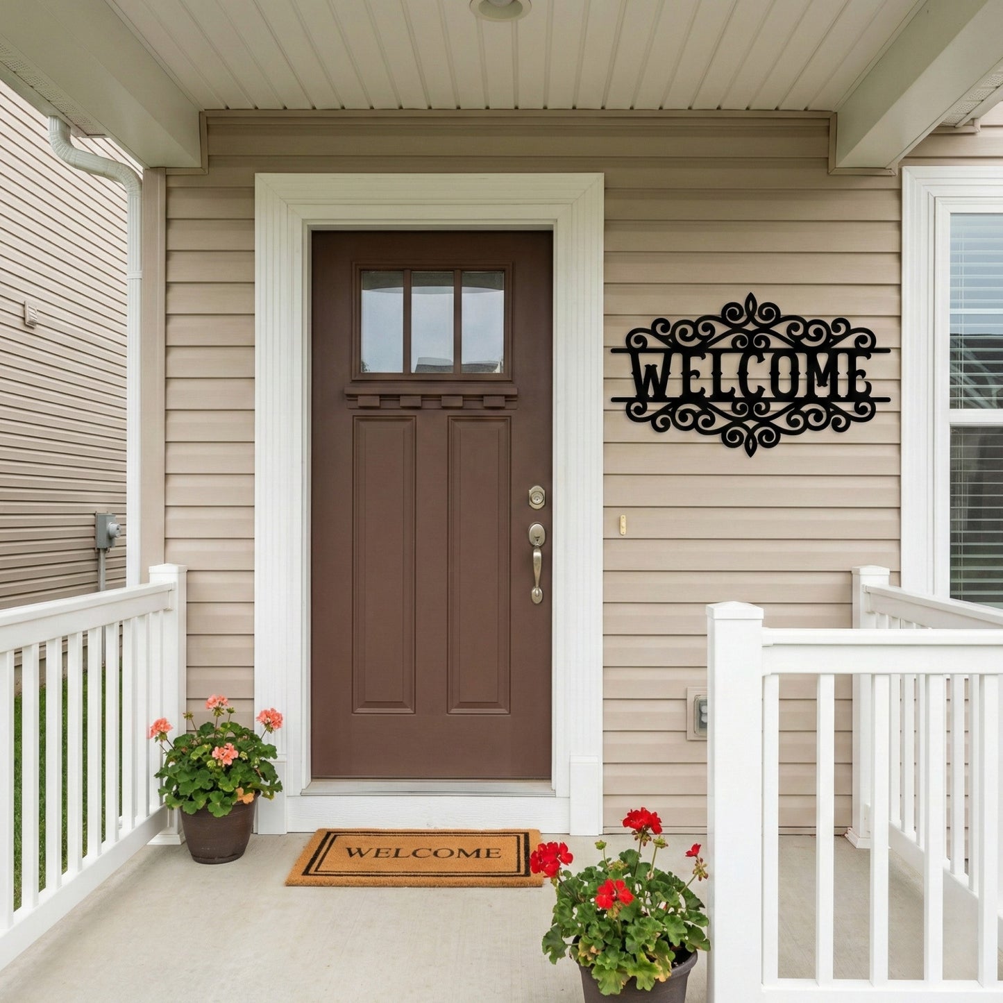Ornamental Welcome Metal Wall Art Sign