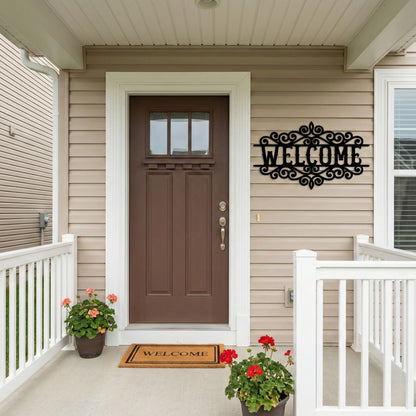 Ornamental Welcome Metal Wall Art Sign