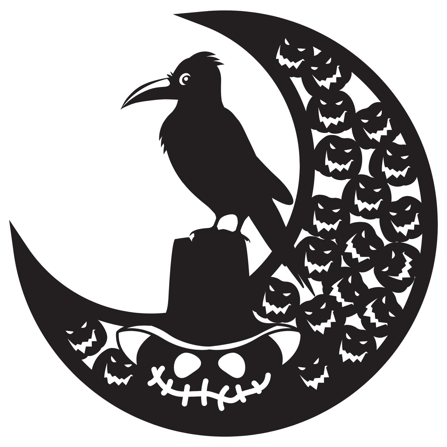 Halloween Raven Pumpkin Metal Wall Art