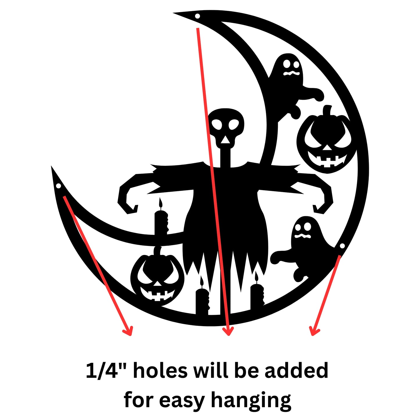Halloween Moon Scarecrow Metal Wall Art