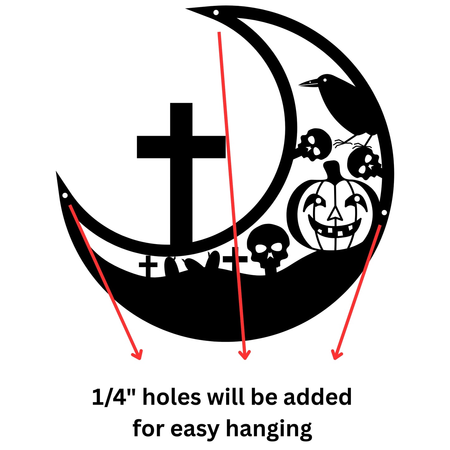Halloween Cemetery Cross Metal Wall Art