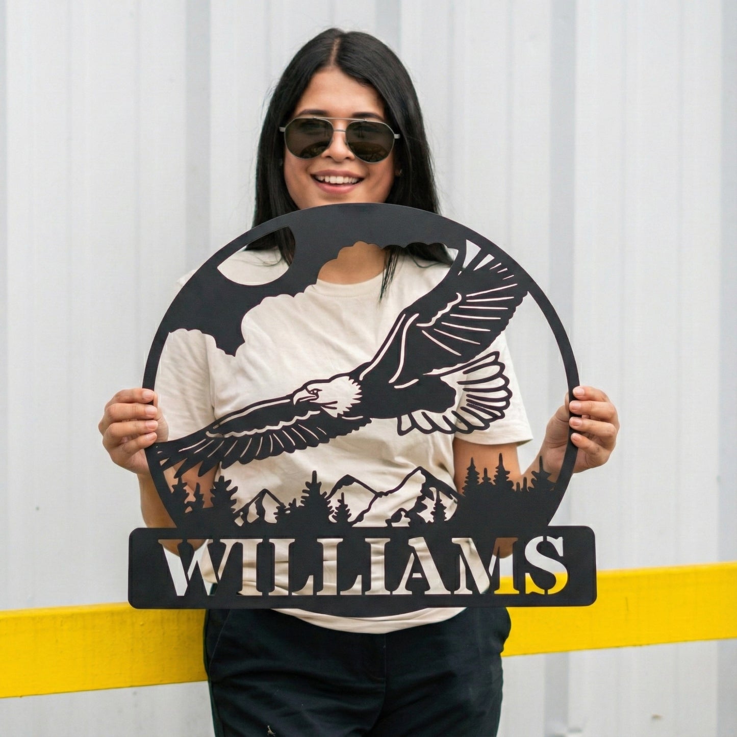 Custom Eagle Metal Name Sign - Mountain Wildlife Wall Art