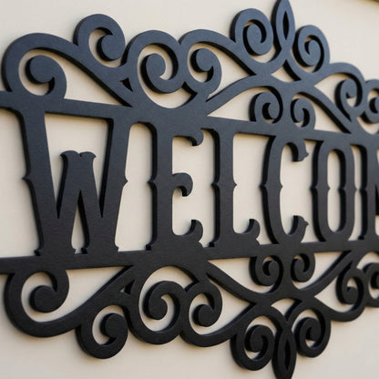 Ornamental Welcome Metal Wall Art Sign