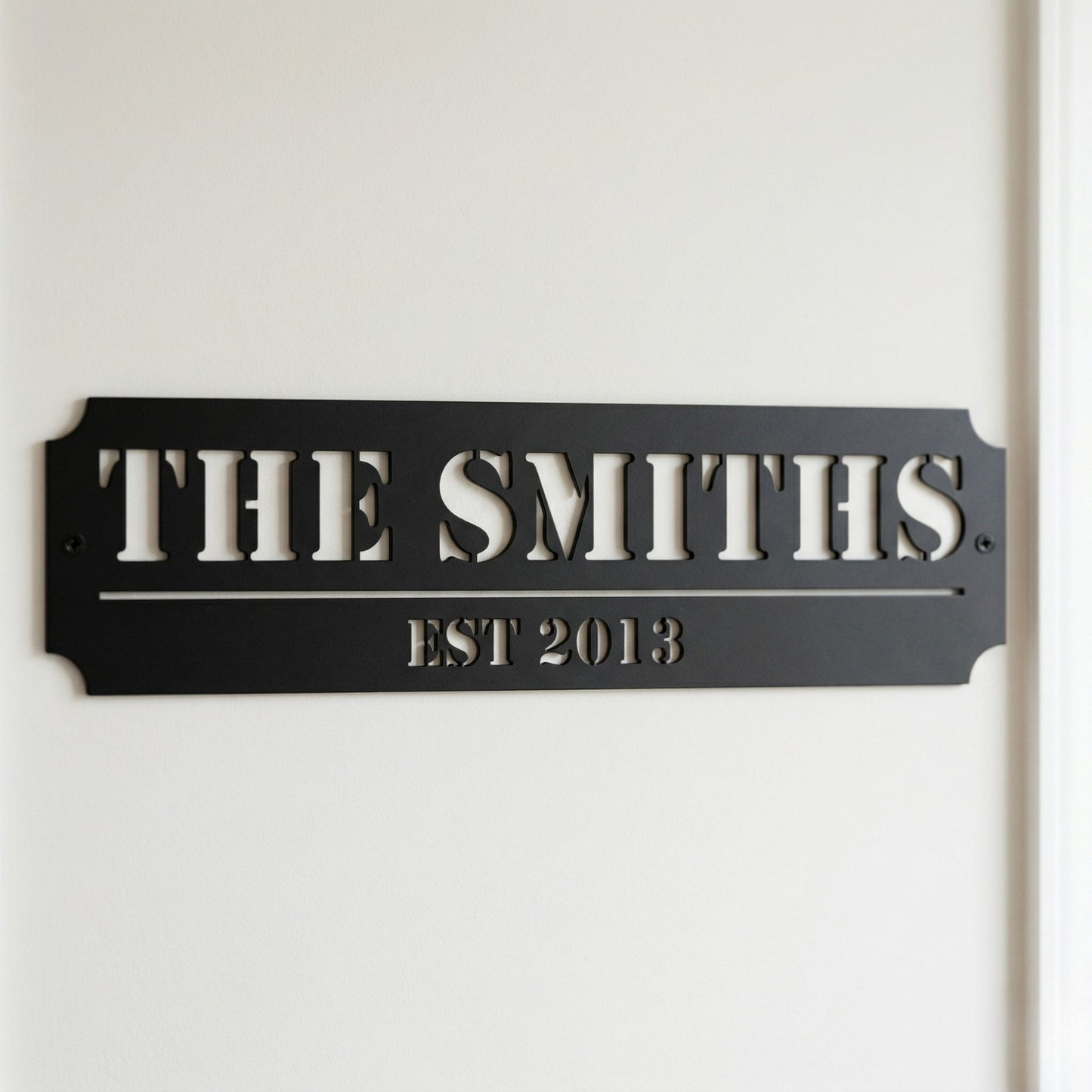 Custom Family Name Metal Sign - Straight Plaque with Established Year