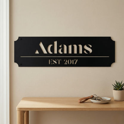 Custom Family Name Metal Sign - Art Deco with Established Date