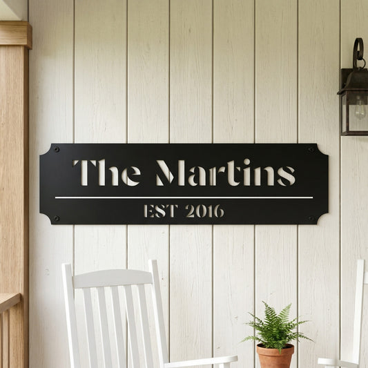 Custom Family Name Metal Sign - Art Deco with Established Date
