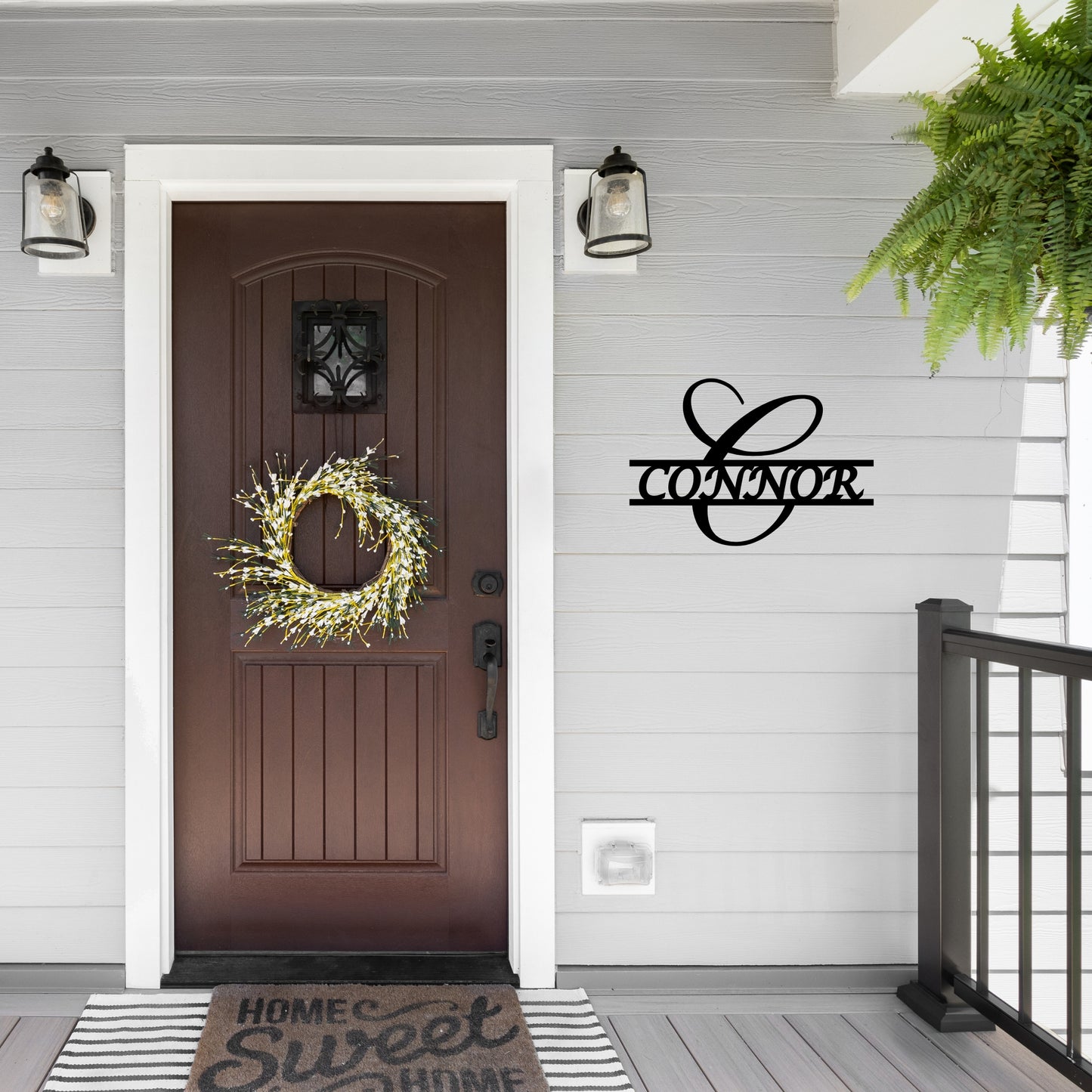Custom Script Initial Metal Wall Art with Family Name