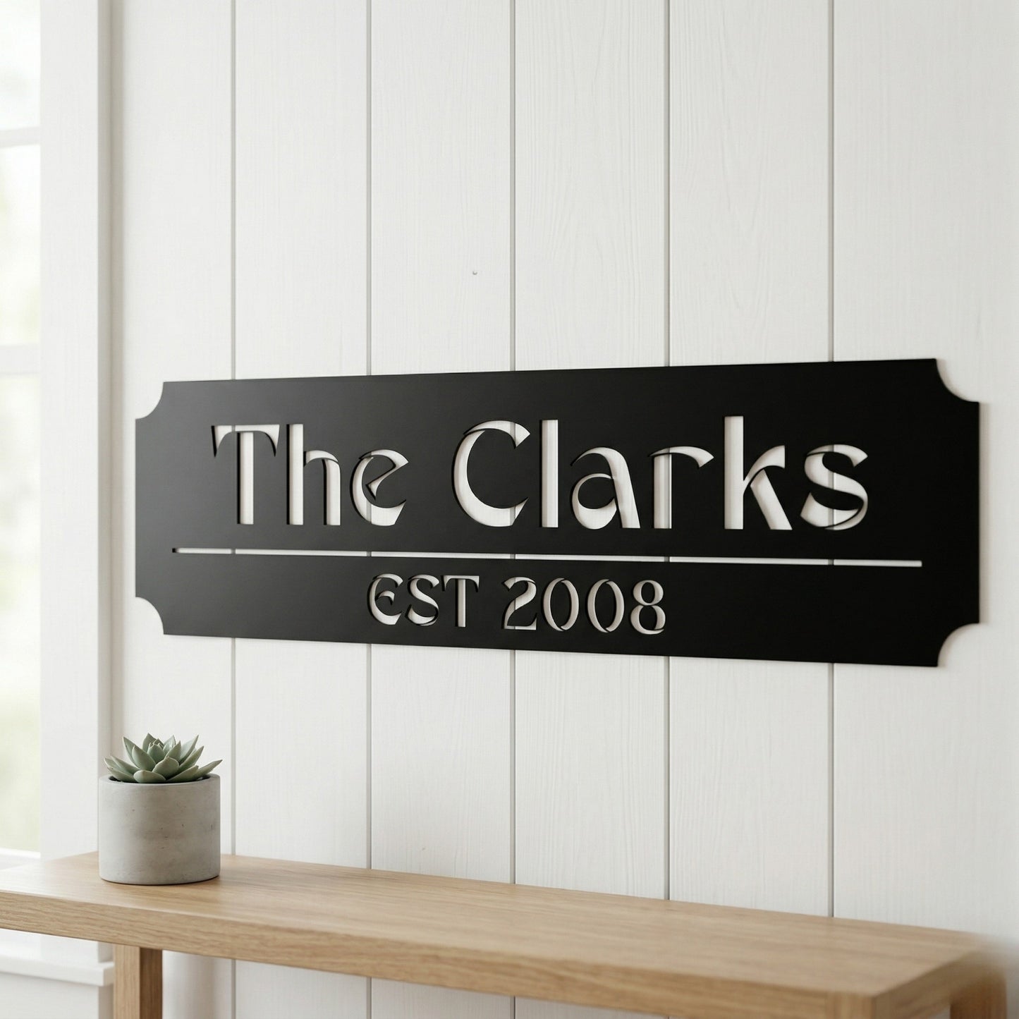 Custom Family Name Metal Sign - Stylized Serif with Established Date