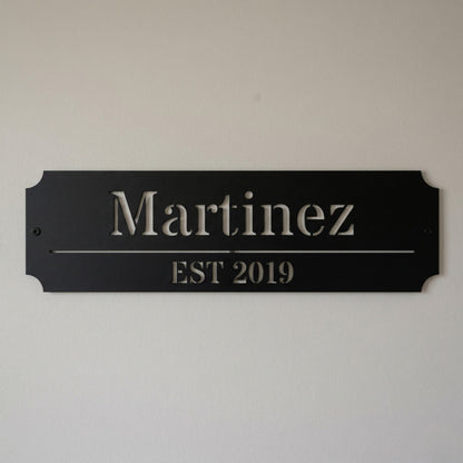 Custom Family Name Metal Sign - Straight Plaque Established Year