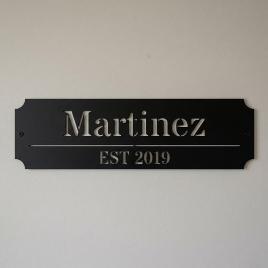 Custom Family Name Metal Sign - Straight Plaque Established Year