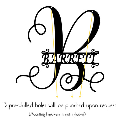 Calligraphy Family Name Monogram Metal Wall Art