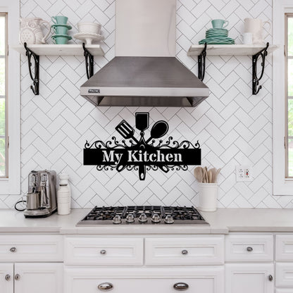 Custom Kitchen Utensil Metal Wall Art Sign - Personalized Text Design