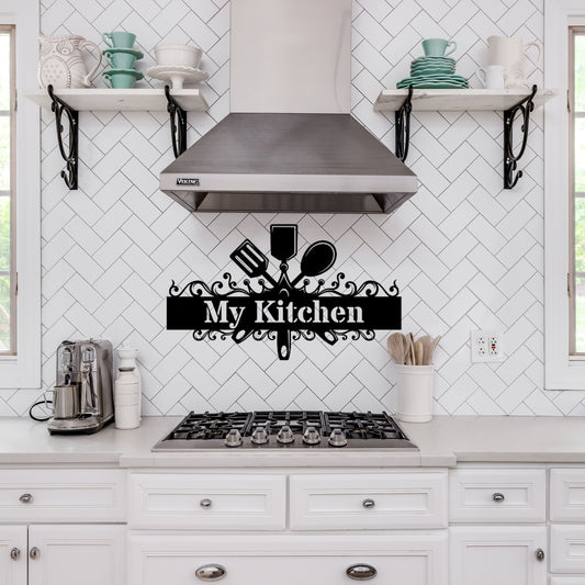 Custom Kitchen Utensil Metal Wall Art Sign – Personalized Text Design