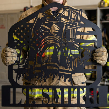 Firefighter Metal Wall Art with Custom Text