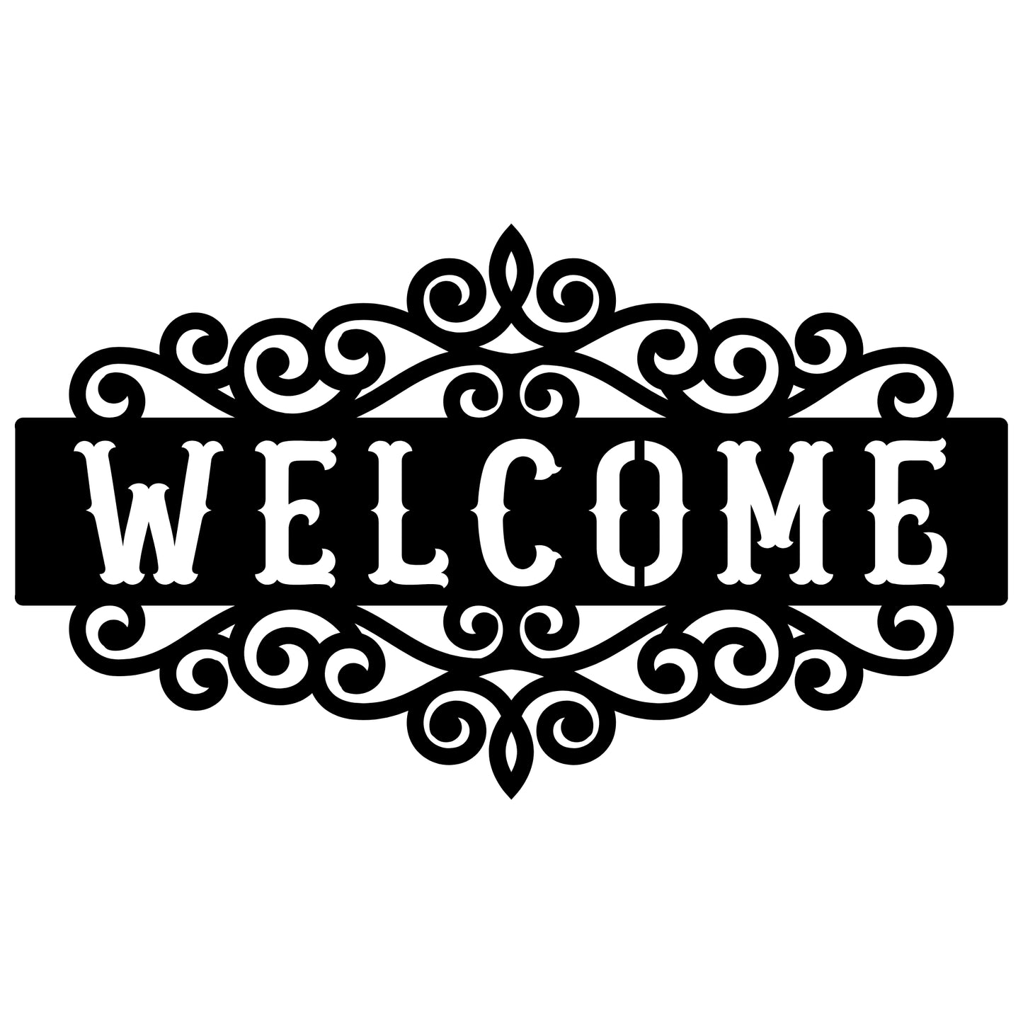 Decorative Welcome Metal Wall Art with Scrollwork Frame