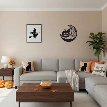 Halloween Pumpkin Witch Metal Wall Art