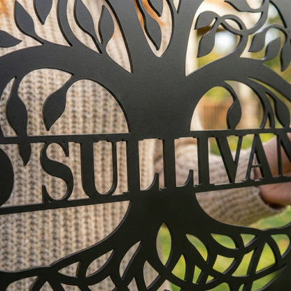 Custom Celtic Tree of Life Metal Wall Art with Family Name & Quote