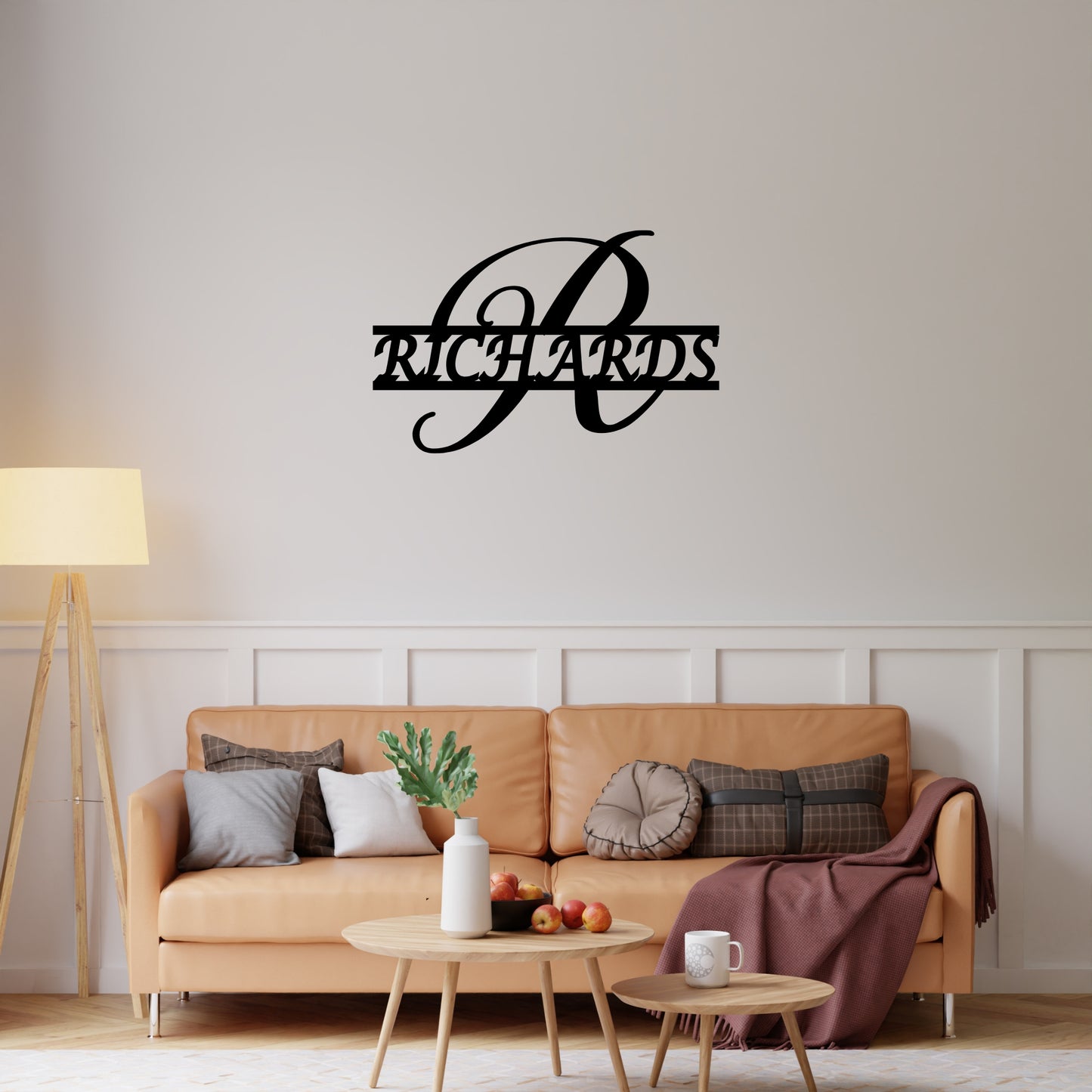 Custom Script Initial Metal Wall Art with Family Name
