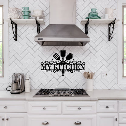 Custom Kitchen Utensil Metal Wall Art Sign - Personalized Text Design