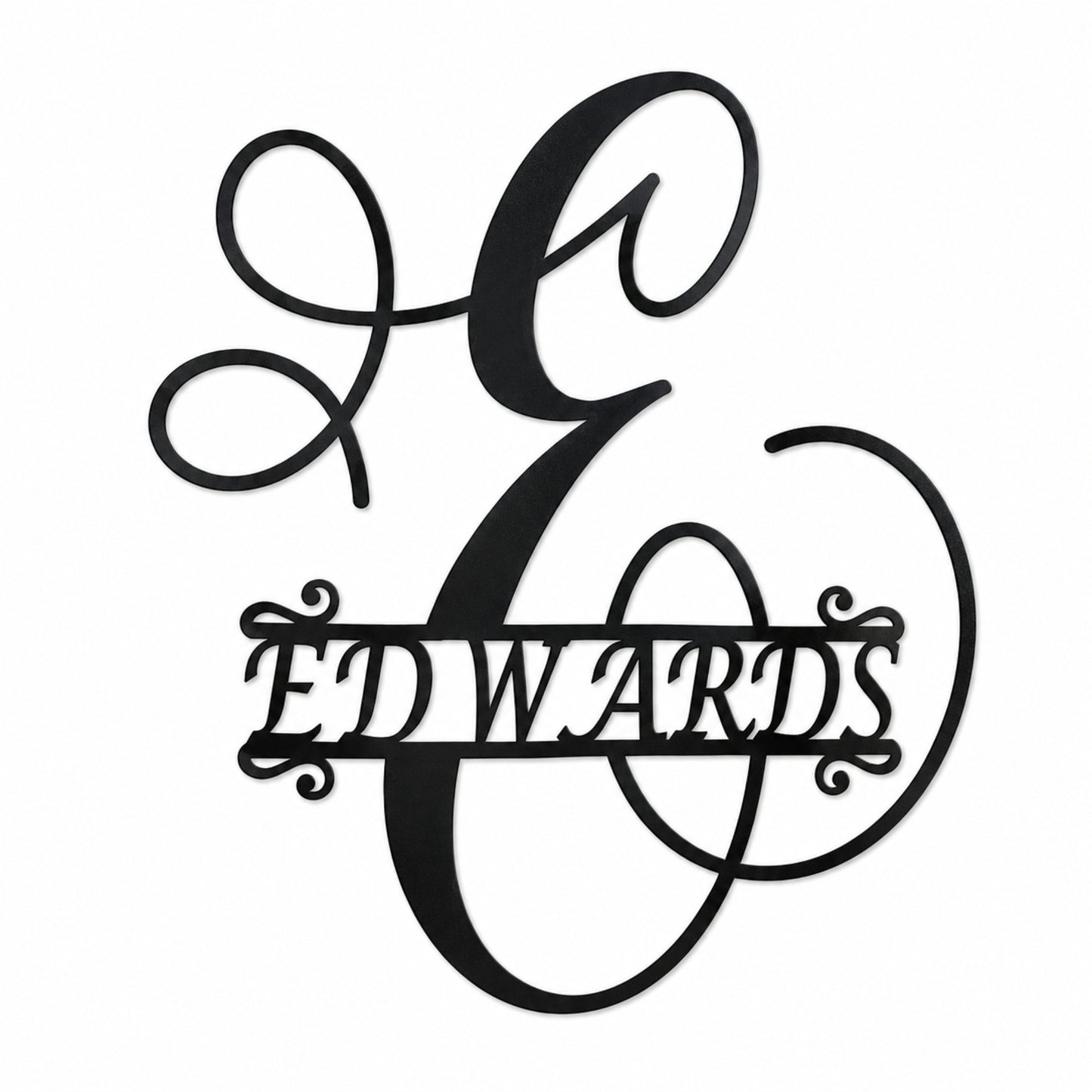 Calligraphy Family Name Monogram Metal Wall Art