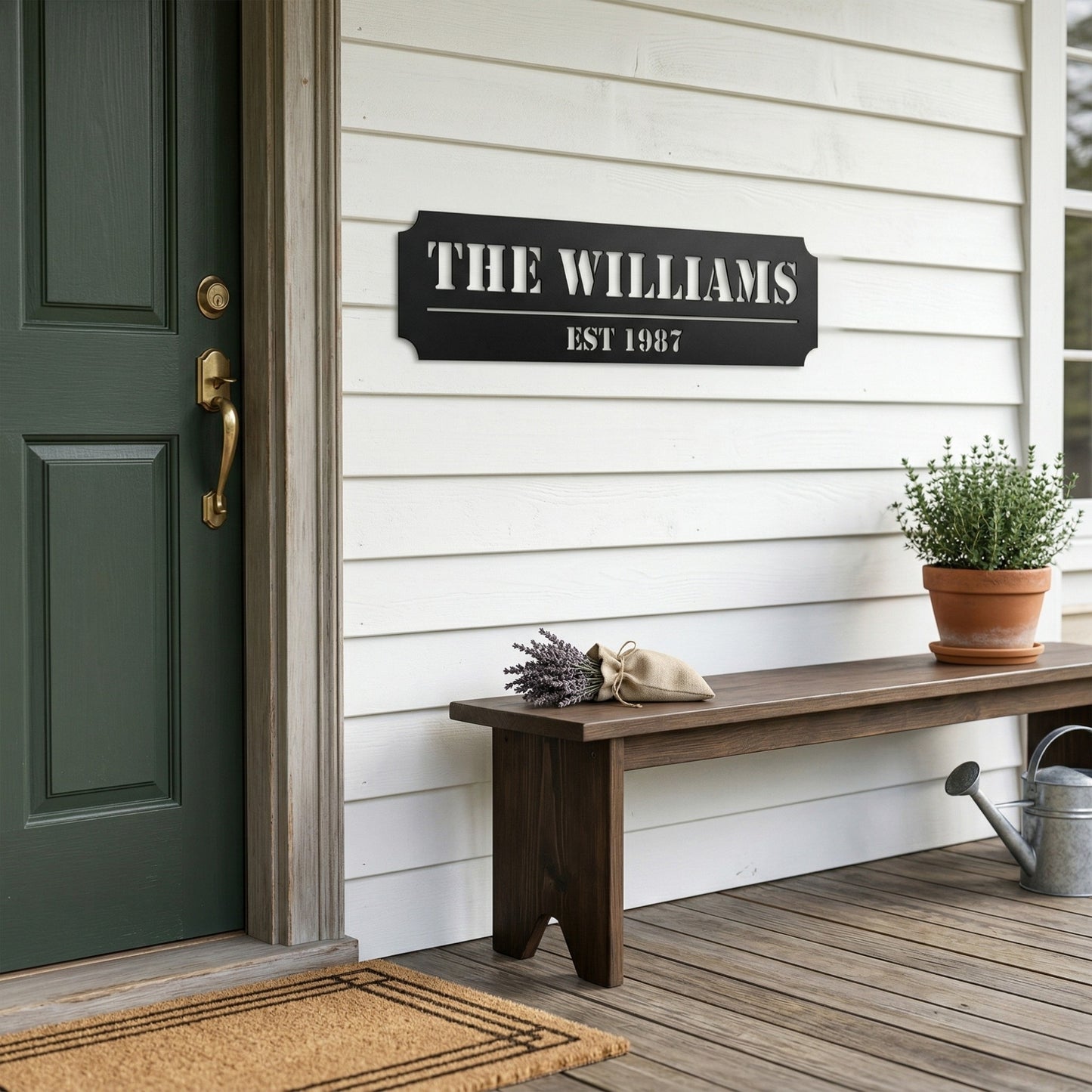 Custom Family Name Metal Sign - Straight Plaque with Established Year