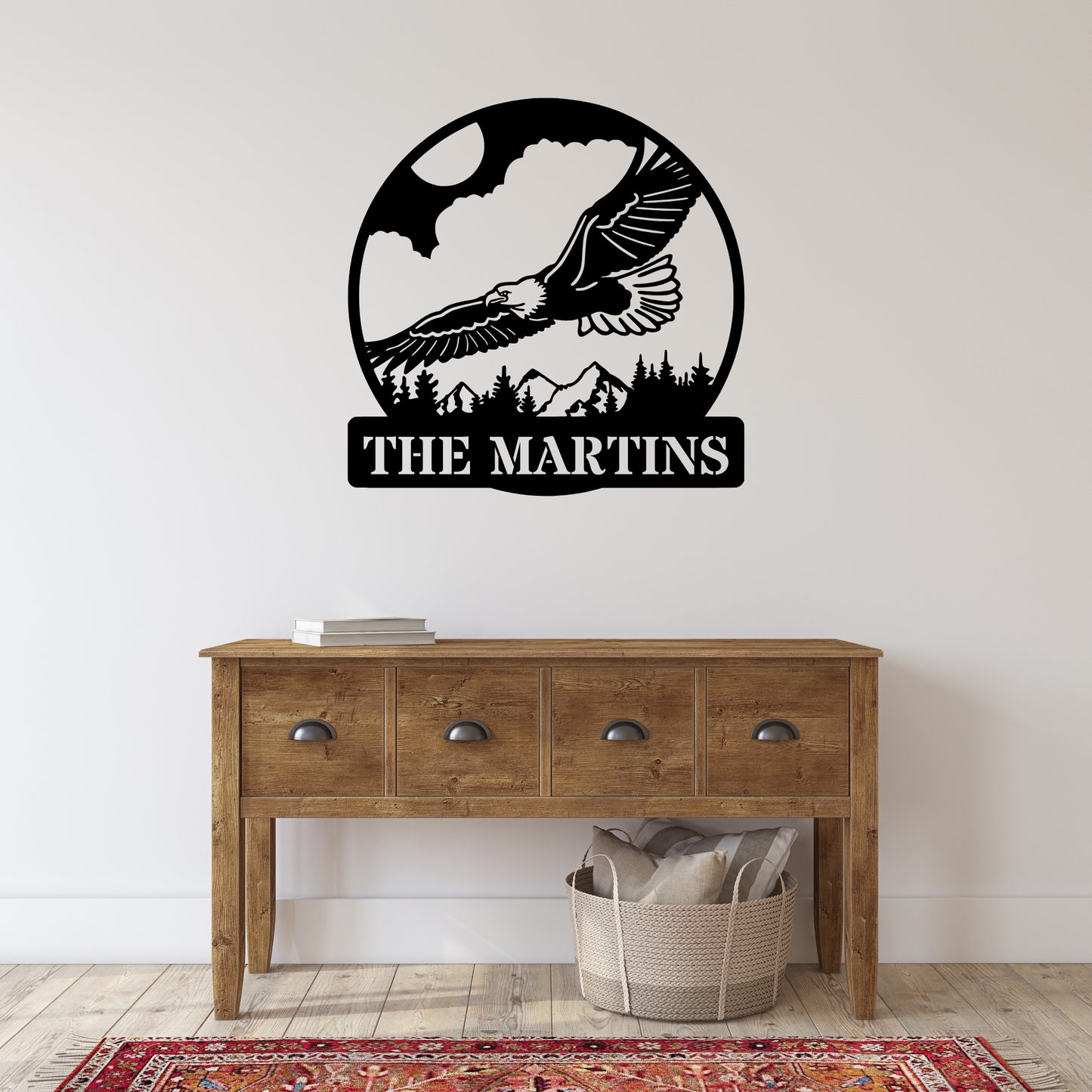 Custom Eagle Metal Name Sign - Mountain Wildlife Wall Art