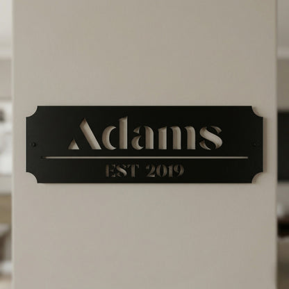 Custom Family Name Metal Sign - Art Deco with Established Date
