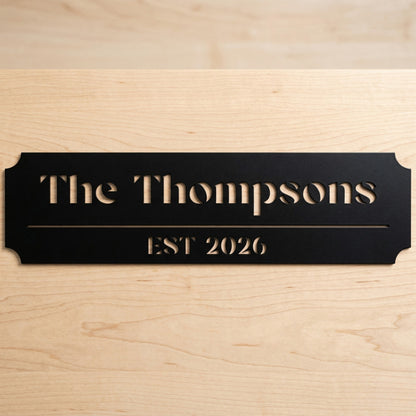 Custom Family Name Metal Sign - Art Deco with Established Date