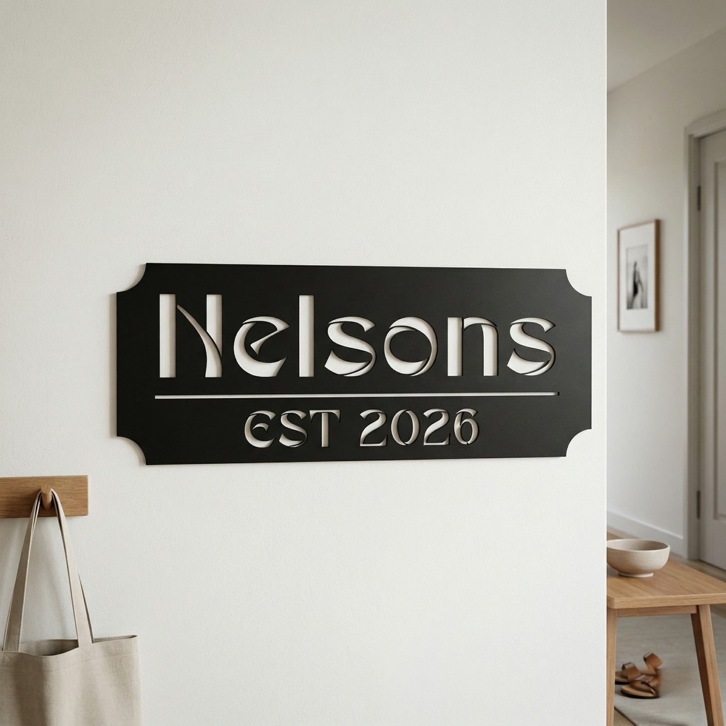 Custom Family Name Metal Sign - Stylized Serif with Established Date