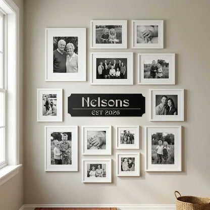Custom Family Name Metal Sign - Stylized Serif with Established Date