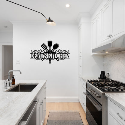 Custom Kitchen Utensil Metal Wall Art Sign - Personalized Text Design
