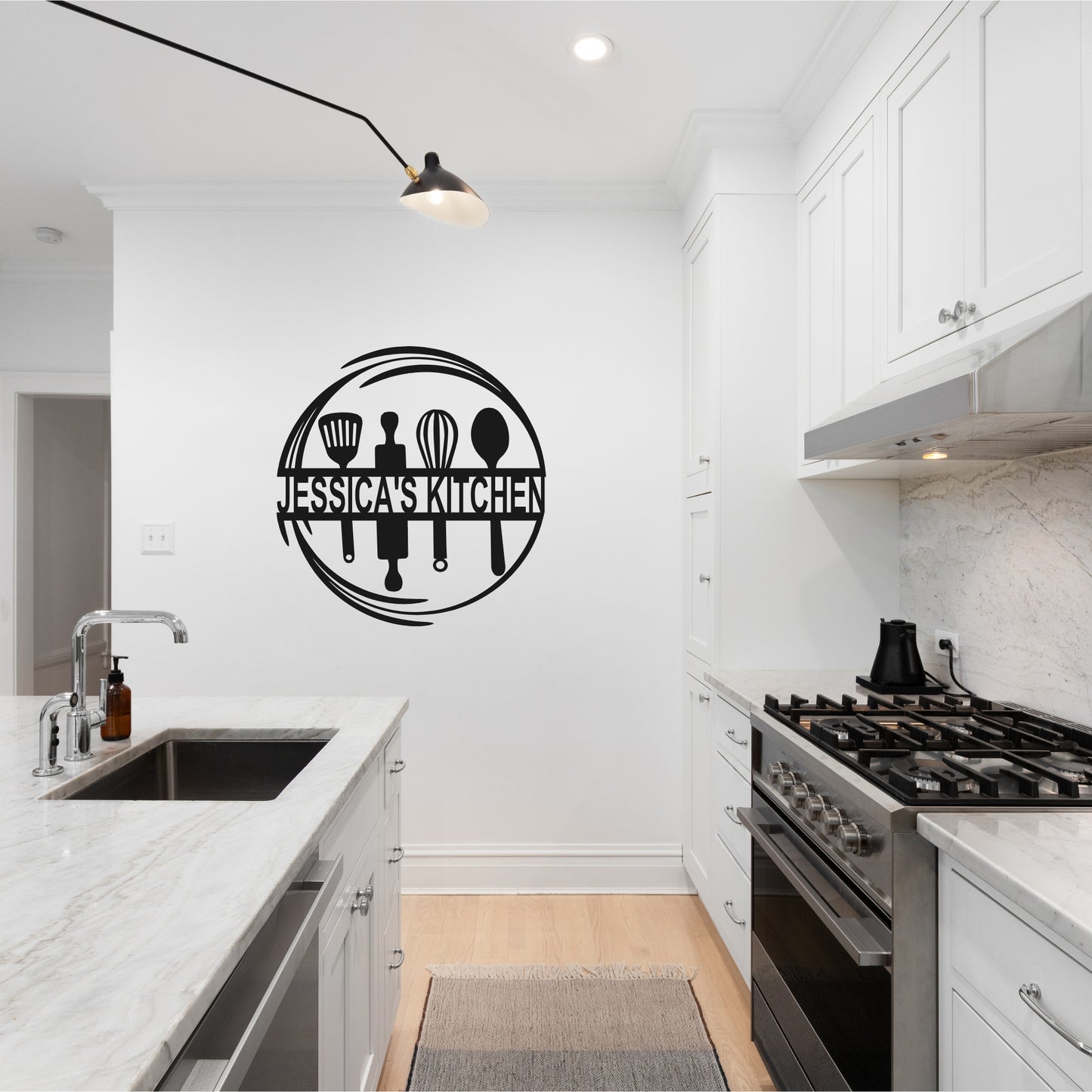 Personalized Kitchen Name Metal Wall Art - Circular Cooking Design