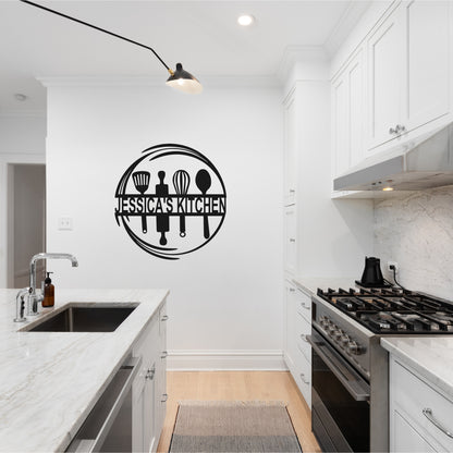 Personalized Kitchen Name Metal Wall Art - Circular Cooking Design